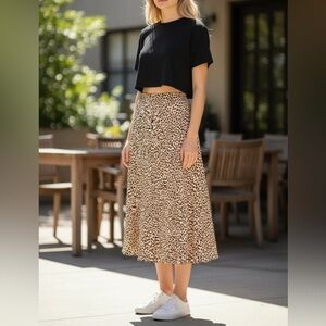 ✨ ✨ Y2K Leopard Print Maxi Skirt Animal Print Long Slip Skirt Small ✨